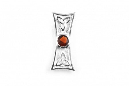 Trinity Knot Silver Pendant With Garnet Cz Stone