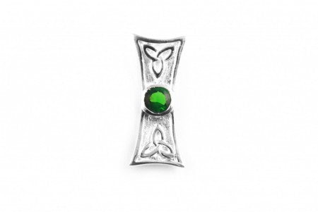 Trinity Knot Silver Pendant With Green Cz Stone
