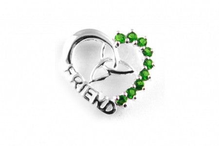 Trinity Knot Silver Pendant With Green Cz Stone