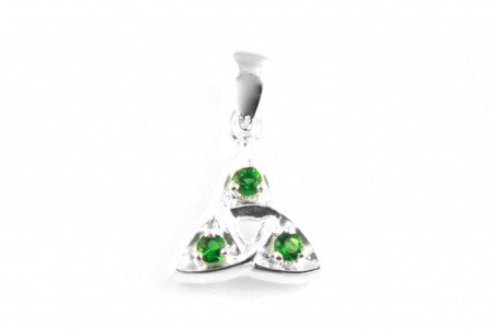 Trinity Knot Silver Pendant With Green Cz Stone