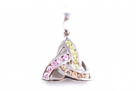 Trinity Knot Silver Pendant With Multi Cz Stone