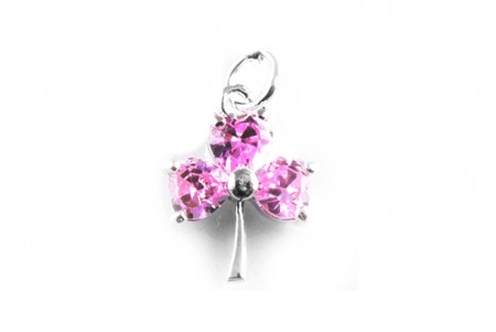 Silver Shamrock Pendant With Pink Cubic Zirconia Stones