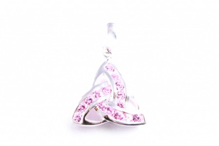Trinity Knot Silver Pendant With Pink Cz Stone