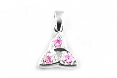 Trinity Knot Silver Pendant With Pink Cz Stone