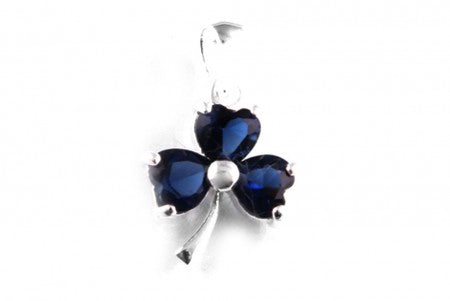 Silver Shamrock Pendant With Sapphire Blue Cubic Zirconia Stones