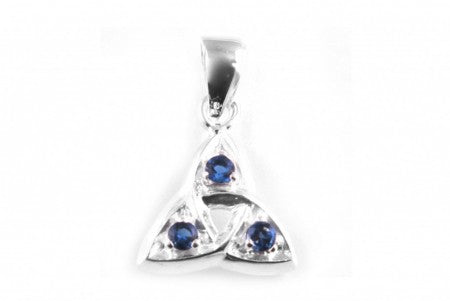 Trinity Knot Silver Pendant With Sapphire Cz Stone