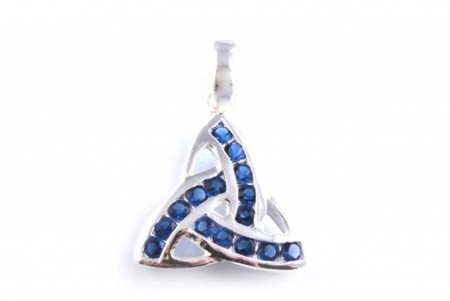 Trinity Knot Silver Pendant With Sapphire Cz Stone