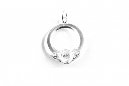 Trinity Knot Silver Pendant With White Cz Stone