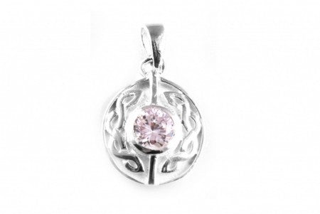 Celtic Pendant with White Cubic Zirconia Stone