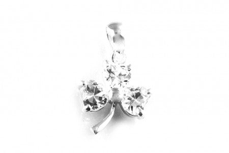 Silver Shamrock Pendant With Sapphire White Cubic Zirconia Stones