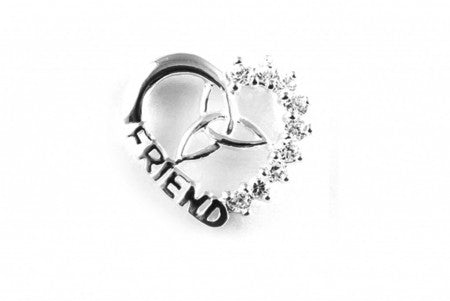 Trinity Knot Silver Friend Pendant With White Cz Stone