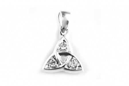 Trinity Knot Silver Pendant With White Cz Stone