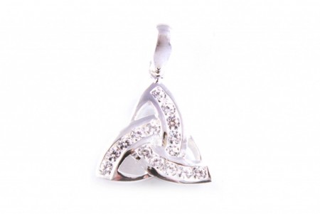 Trinity Knot Silver Pendant With White Cz Stone
