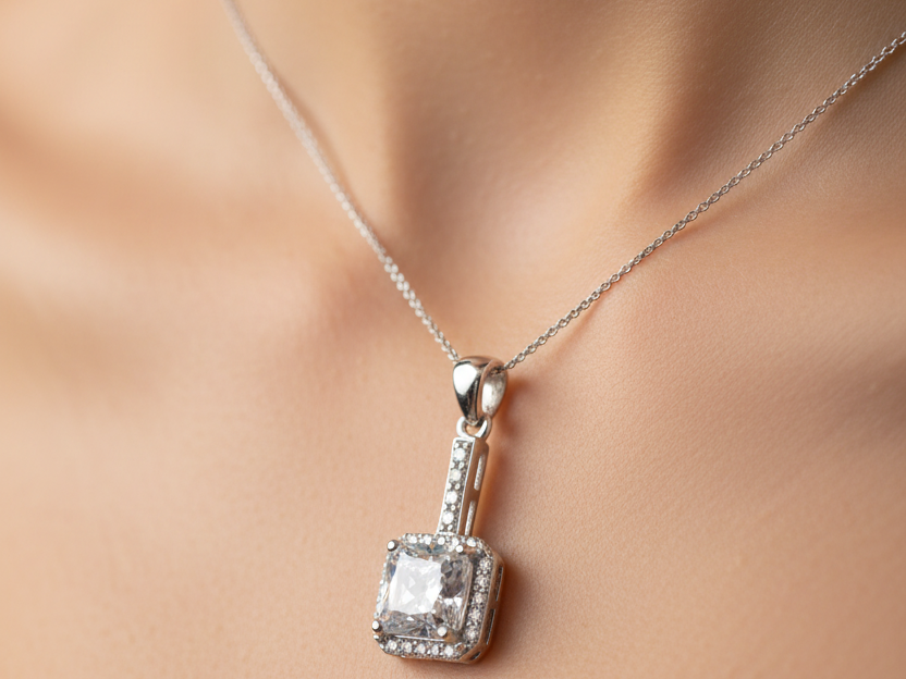 A White Cubic Zirconia Pendant.