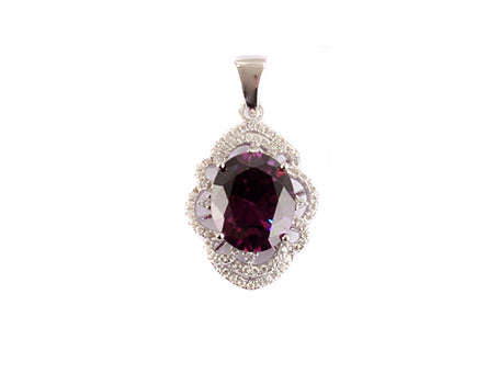 A Amethyst & White Cubic Zirconia Pendant.