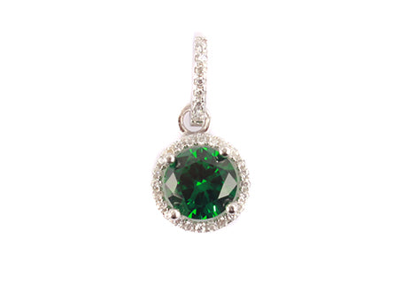 A Emerald & White Cubic Zirconia Pendant.