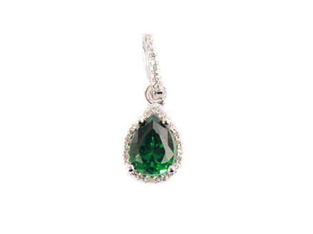 A Emerald & White Cubic Zirconia Pendant.