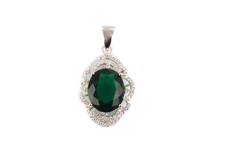 A Emerald & White Cubic Zirconia Pendant.
