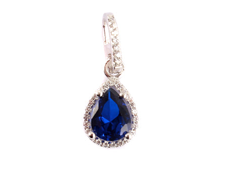 A Sapphire & White Cubic Zirconia Pendant.
