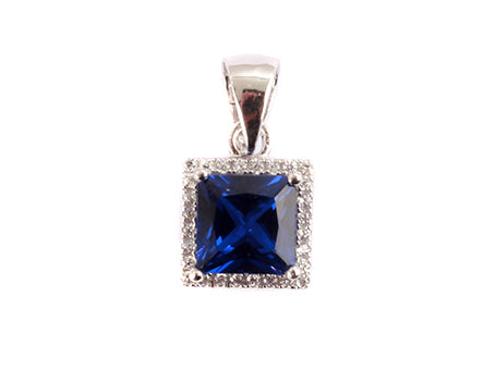A Sapphire & White Cubic Zirconia Pendant.