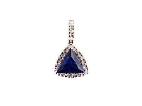 A Sapphire & White Cubic Zirconia Pendant.