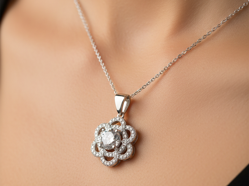 A White Cubic Zirconia Pendant.