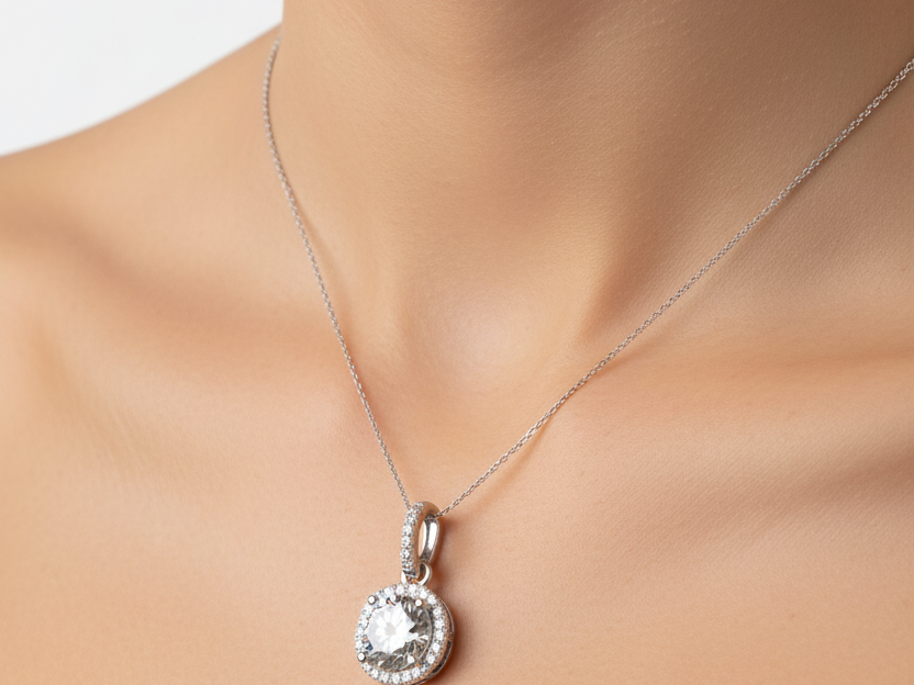 A White Cubic Zirconia Pendant.