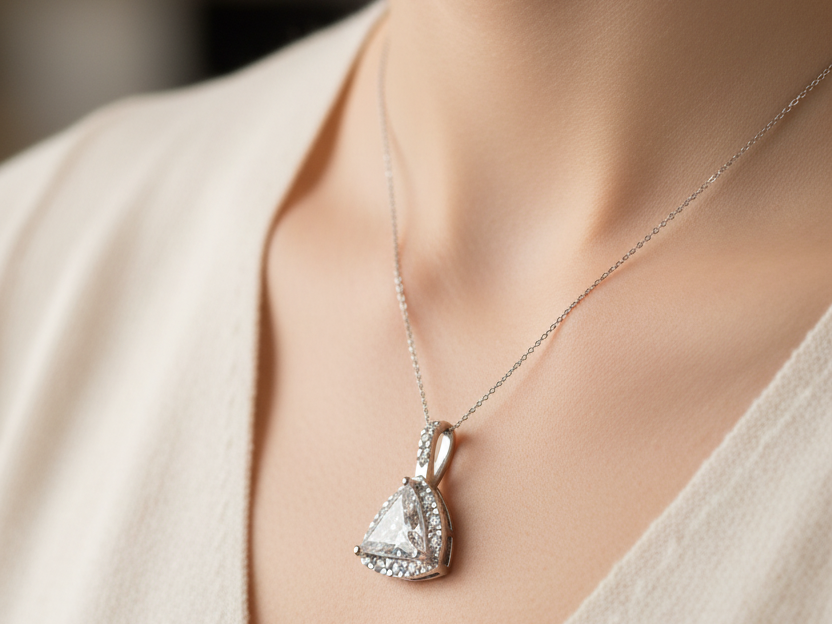 A White Cubic Zirconia Pendant.