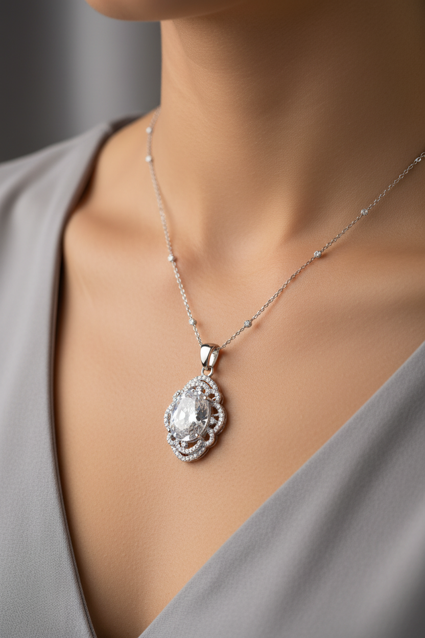 A White Cubic Zirconia Pendant.