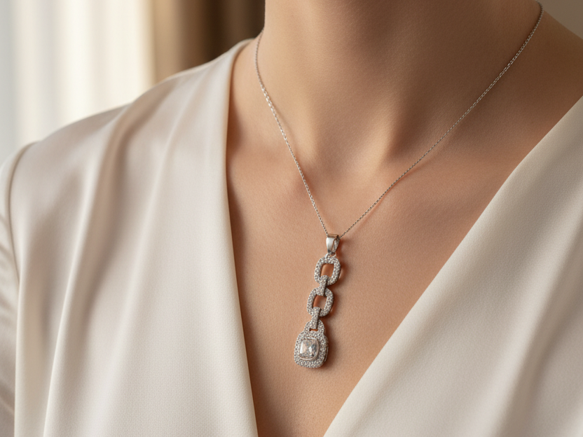 A White Cubic Zirconia Pendant
