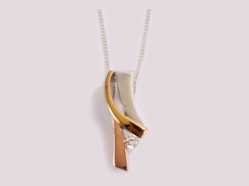 A Silver with Rose Gold Plate Pendant Chained