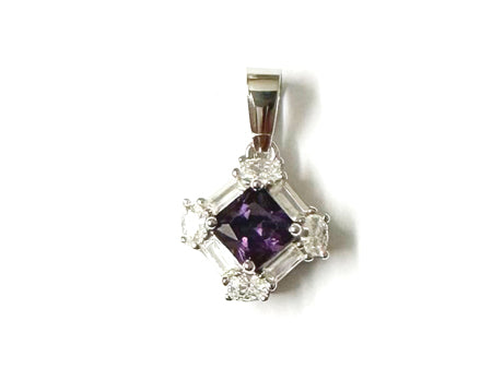 A Amethyst & White Cubic Zirconia Pendant.
