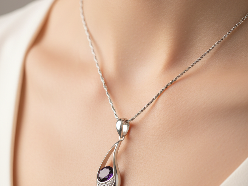 Amethyst Cubic Zirconia Pendant