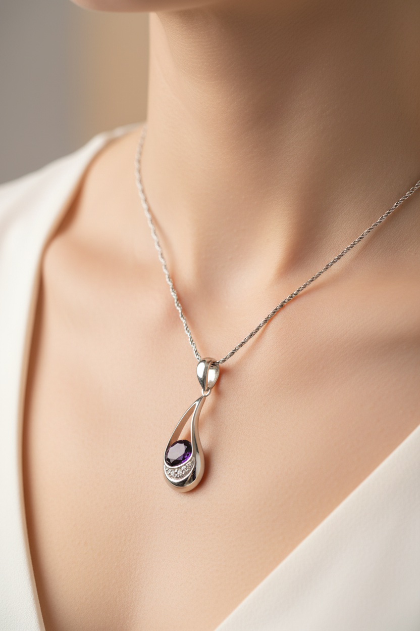 Amethyst Cubic Zirconia Pendant