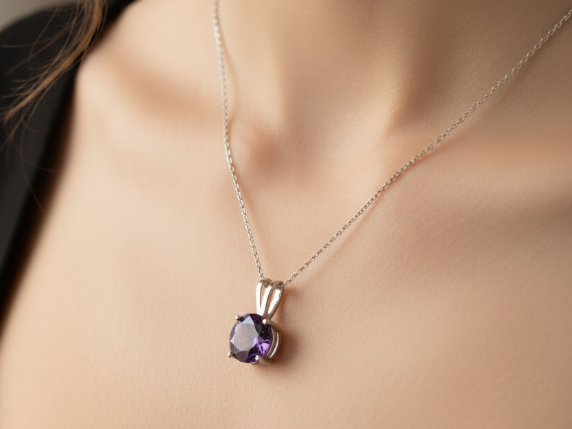 Amethyst Cubic Zirconia Pendant