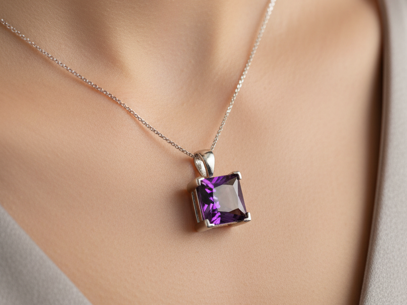 Amethyst Cubic Zirconia Pendant