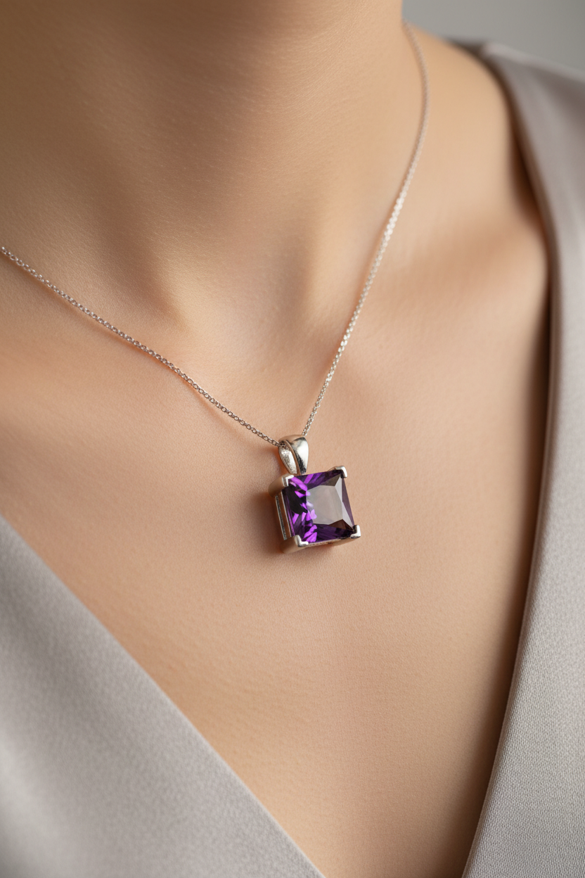 Amethyst Cubic Zirconia Pendant