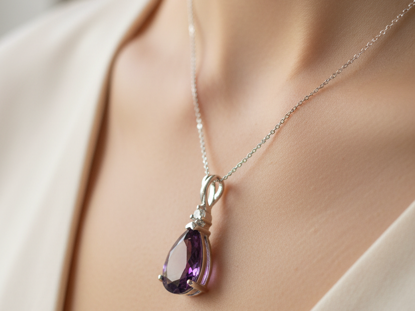 Amethyst Cubic Zirconia Pendant