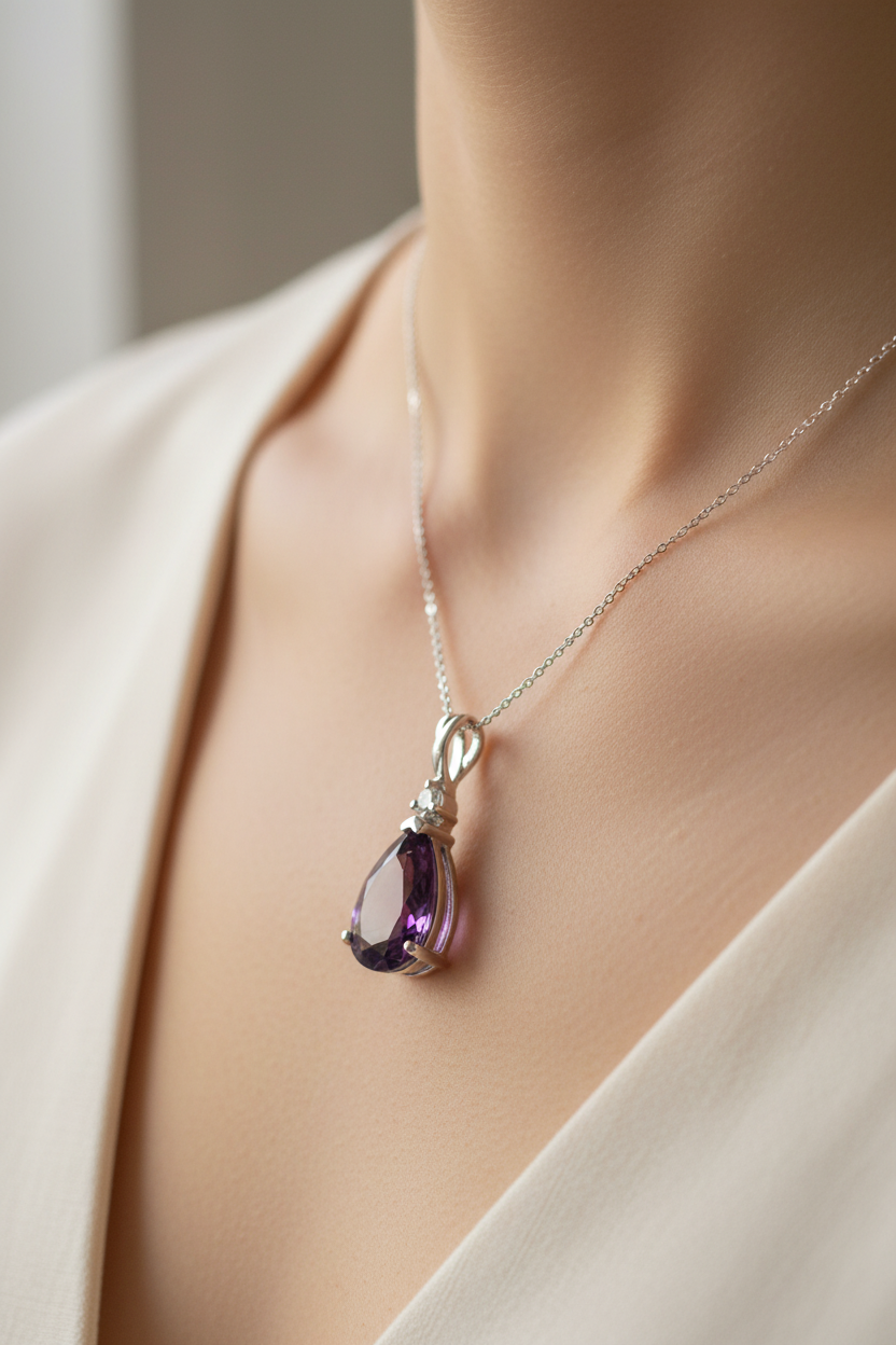 Amethyst Cubic Zirconia Pendant