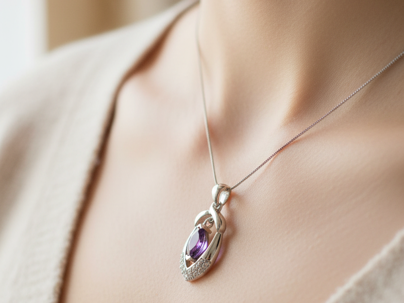 Amethyst Cubic Zirconia Pendant