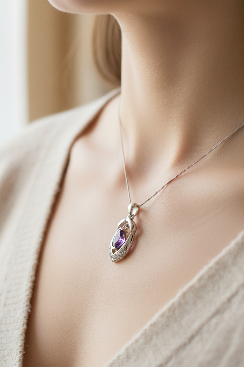 Amethyst Cubic Zirconia Pendant