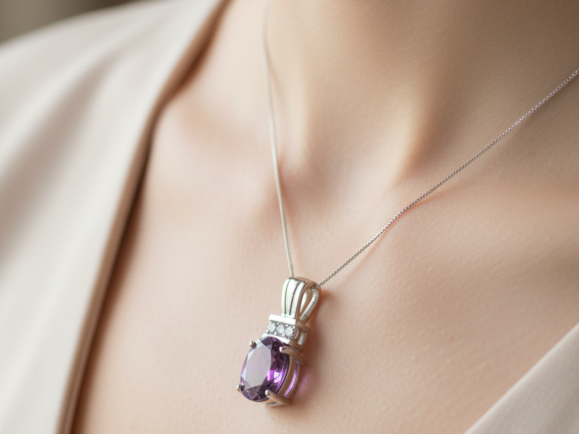Amethyst Cubic Zirconia Pendant