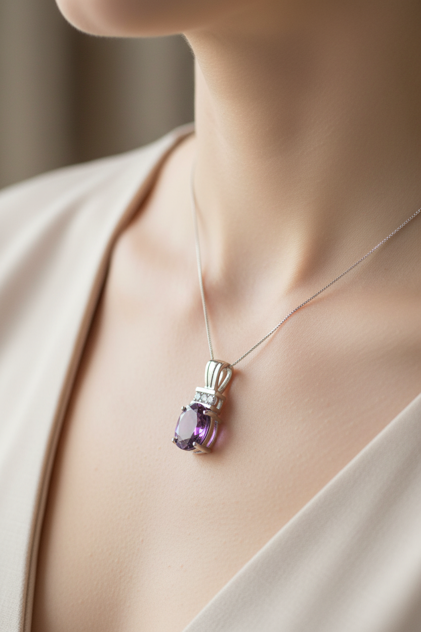 Amethyst Cubic Zirconia Pendant