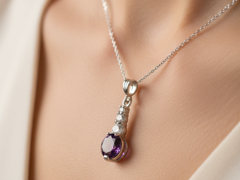 Amethyst Cubic Zirconia Pendant