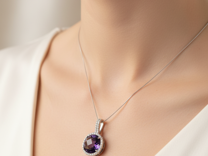 Amethyst Cubic Zirconia Pendant