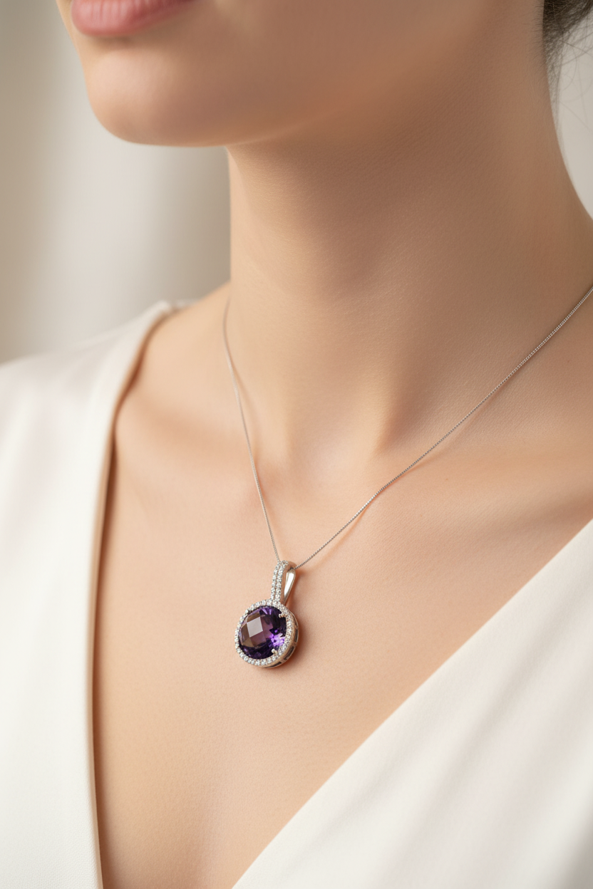 Amethyst Cubic Zirconia Pendant