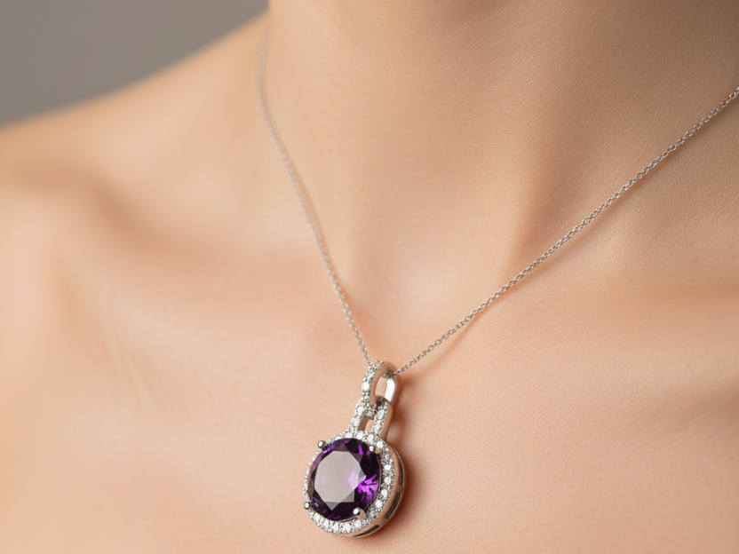 Amethyst Cubic Zirconia Pendant