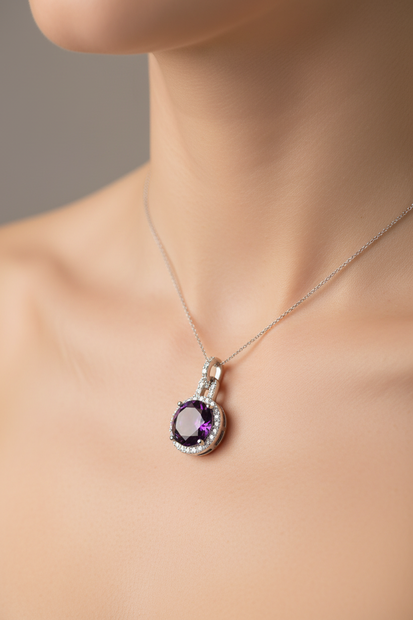 Amethyst Cubic Zirconia Pendant