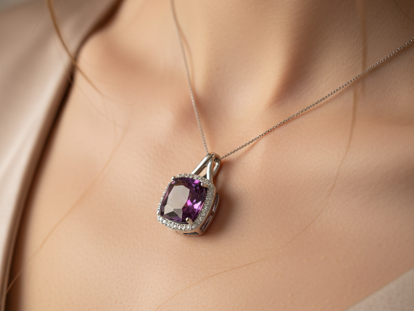 Amethyst Cubic Zirconia Pendant