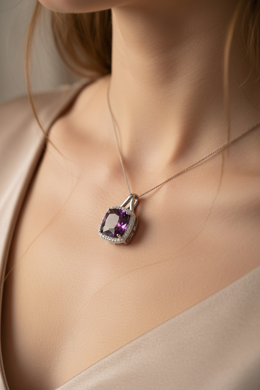 Amethyst Cubic Zirconia Pendant